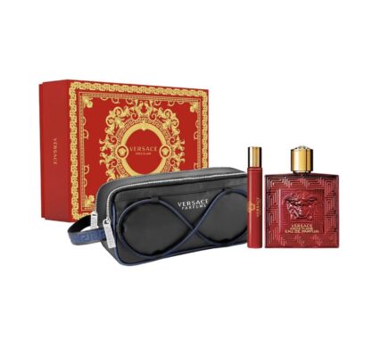 Gift Set Versace Eros Flame 3pcs (EDP 100ml & EDP 10ml & Travel Bag)